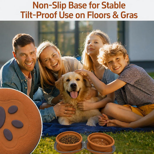 2-in-1 Collapsible Dog Travel Bowls with Carabiner