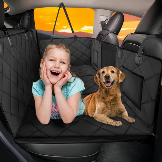 Heavy-duty waterproof dog backseat extender with reinforced hard bottom