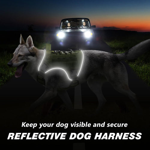 Tactical Dog Harness No Pull – Heavy Duty Reflective Dog Vest with Handle for Large Dogs