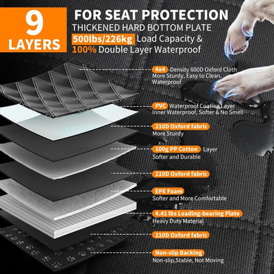 Dog Car Seat Cover Hard Bottom Extender Hammock