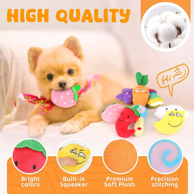 Squeaky Plush Puppy Toys 8-Pack