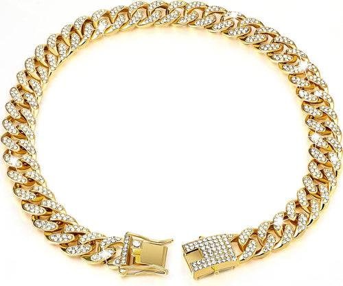 Gold Cuban Link Dog Chain Collar