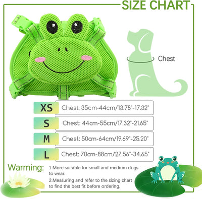 Dog Backpack Harness | No-Pull Dog Carrier Backpack with Storage (Frog Design)