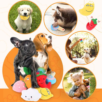 Squeaky Plush Puppy Toys 8-Pack