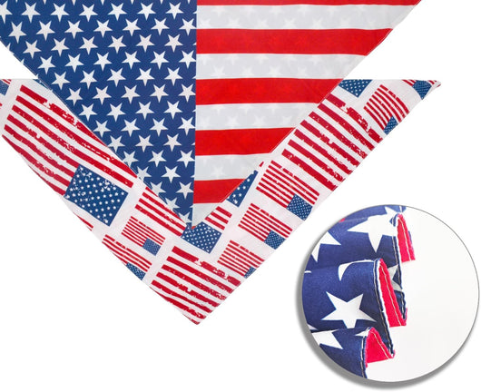 Patriotic American Flag Dog Bandana Two-Pack Set