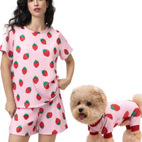 Matching Dog & Owner Pajamas Set | Women Loungewear Shorts & Tee | Pet Sleepwear