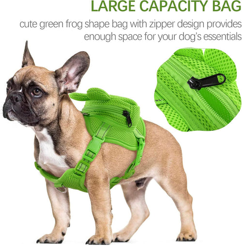 Dog Backpack Harness | No-Pull Dog Carrier Backpack with Storage (Frog Design)