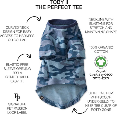 Organic Dog T-Shirts 3 Pack | Cotton Pet Clothes Navy Camo