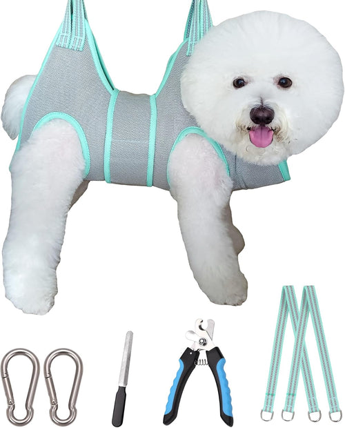 Gray Dog Grooming Hammock Nail Trimming Harness