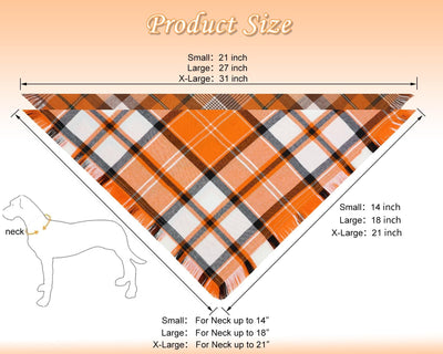 Orange Plaid Fall Dog Bandana Two-Pack Set
