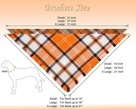 Orange Plaid Fall Dog Bandana Two-Pack Set
