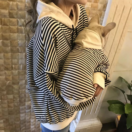 Matching Dog & Owner Hoodie | Striped Pet Sweatshirt for Small Dogs