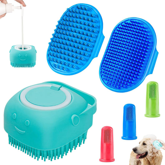 Dog bath brush set for easy grooming