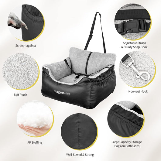 Cozy Washable Dog Car Booster Seat Bed