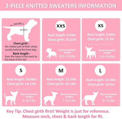 2-Pack Cable Knit Sweaters for Small Dogs