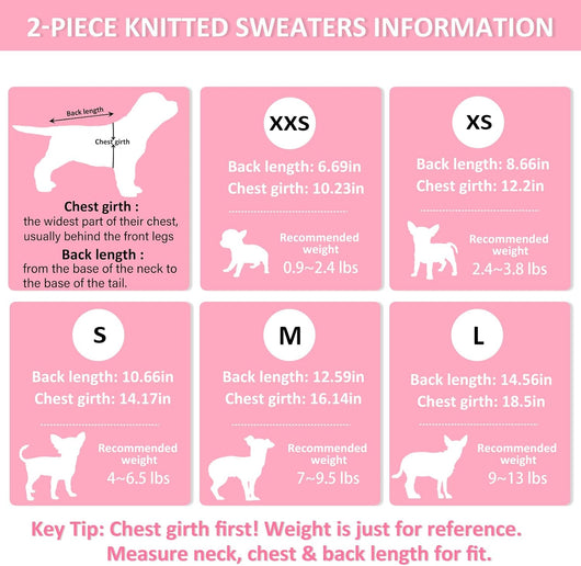 2-Pack Cable Knit Sweaters for Small Dogs
