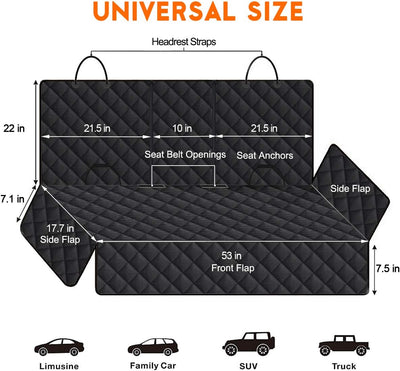 Waterproof Dog Car Seat Cover With Seat Belts
