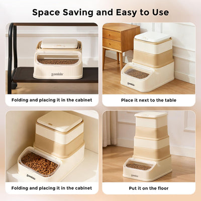 Collapsible FIFO Dog Food Storage Dispenser Container