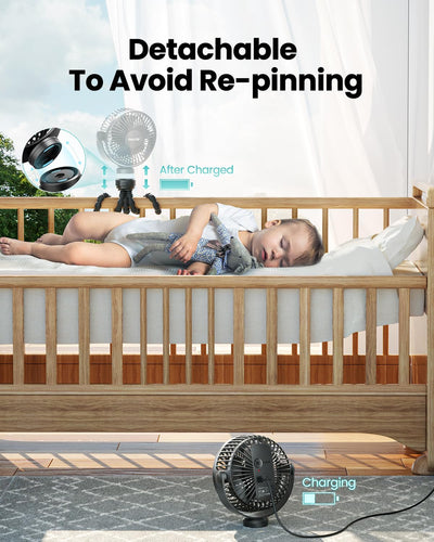 Portable Stroller Fan With Flexible Tripod Cooling