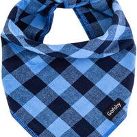 Blue Plaid Dog Bandana Adjustable Cotton Scarf Large Dogs