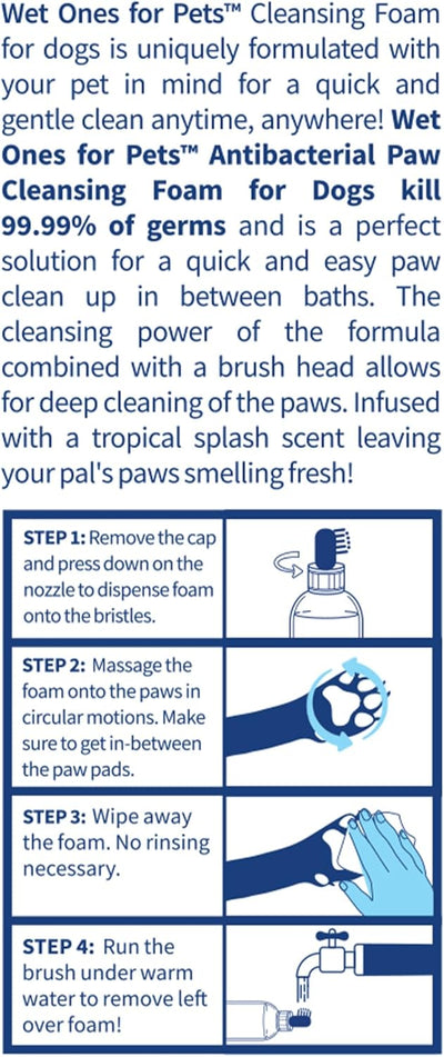 Antibacterial Foaming Dog Paw Cleaner With Scrubber