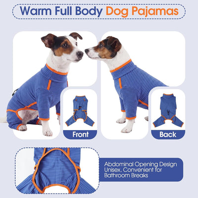High-Collar Striped Fleece Dog Pajamas