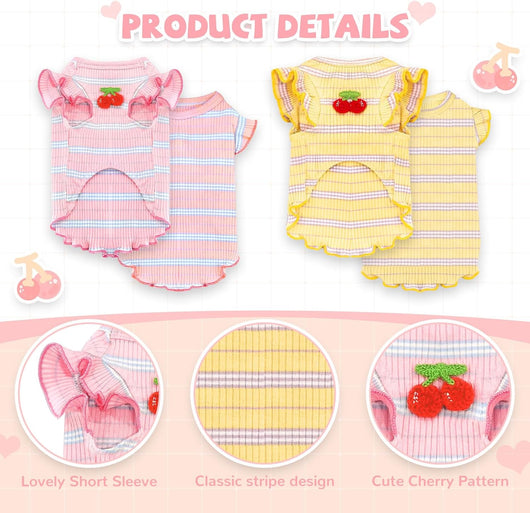 2 Pack Cute Dog T-Shirts for Small Dogs – Soft Cotton Breathable Puppy Clothes