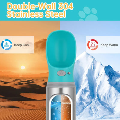 Stainless Steel Dog Water Bottle – 14 oz