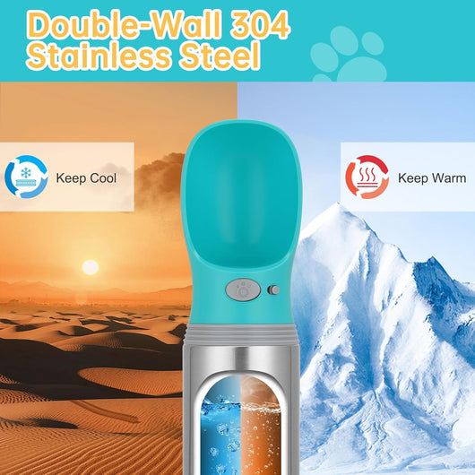 Stainless Steel Dog Water Bottle – 14 oz