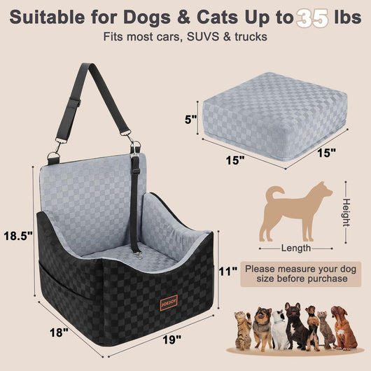 Elevated Memory Foam Dog Car Booster Seat