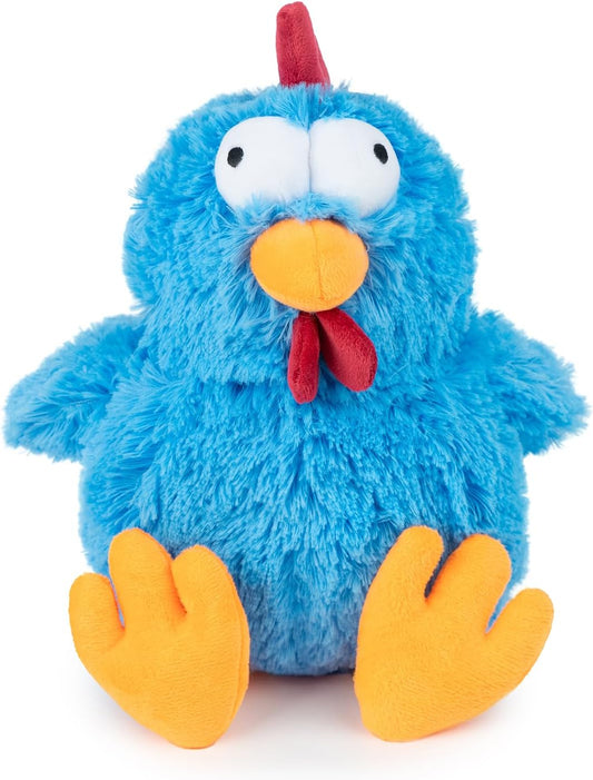 Fuchsia squeaky crinkle chicken plush dog toy for puppy chew, fetch, cuddle, and interactive play