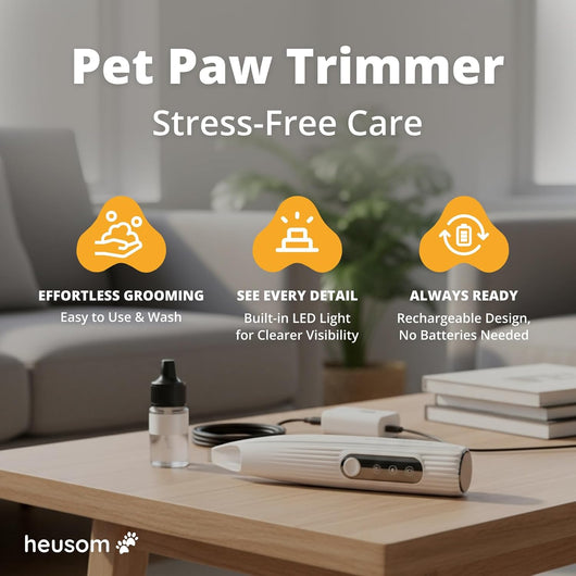 Silent Cordless Pet Paw Trimmer With Light