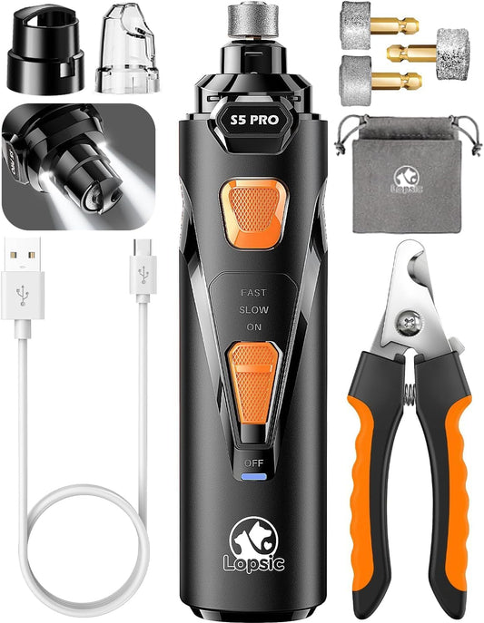 Quiet LED dog nail grinder grooming kit
