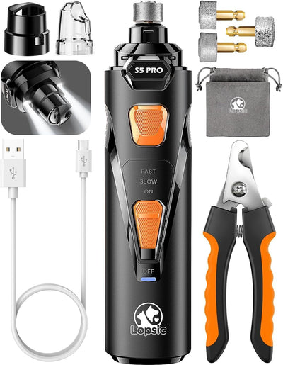 Quiet LED dog nail grinder grooming kit