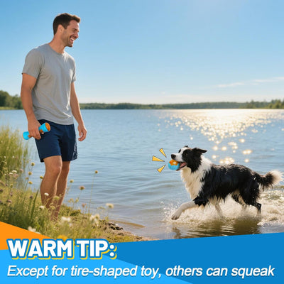 Floating Squeaky Dog Pool Toys Fetch Set
