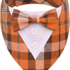Orange Plaid Dog Tuxedo Bandana with Bowtie