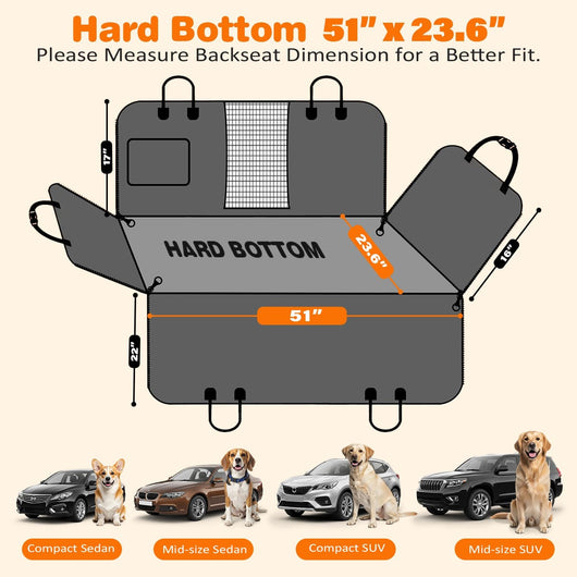 Hard Bottom Dog Car Seat Cover With Mesh Window