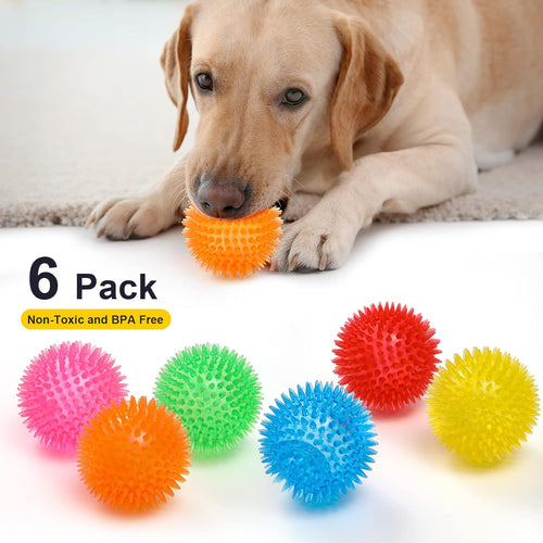 3.5" Spiky Squeaky Dog Balls I 6-Pack