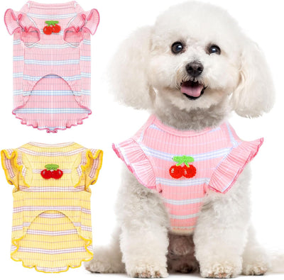 2 Pack Cute Dog T-Shirts for Small Dogs – Soft Cotton Breathable Puppy Clothes