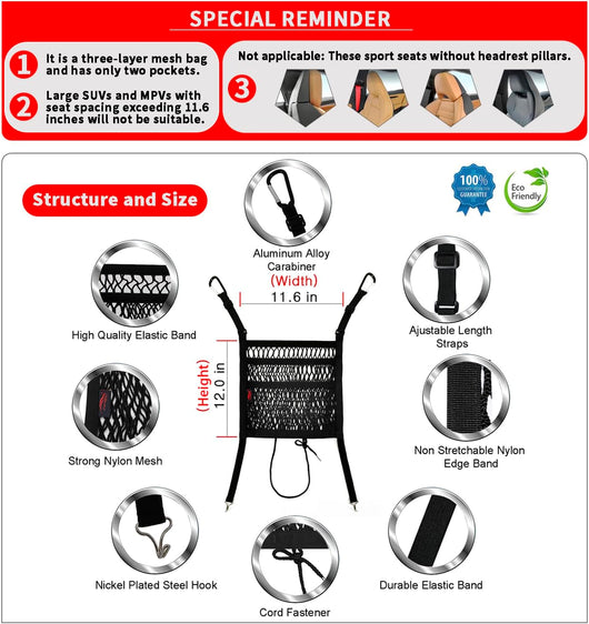 Car Seat Organizer Dog Barrier Storage Pocket