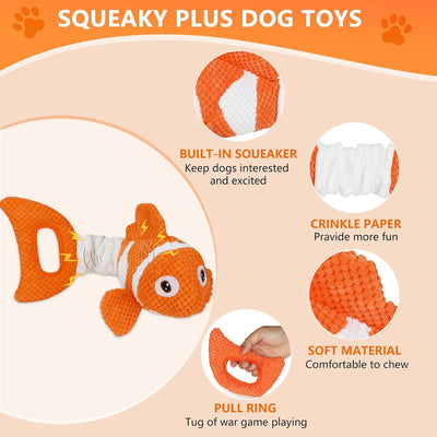 Squeaky Clownfish Tug Toy for Interactive Play