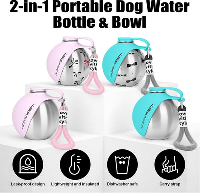 Stainless Steel Dog Water Bottle – 10 oz