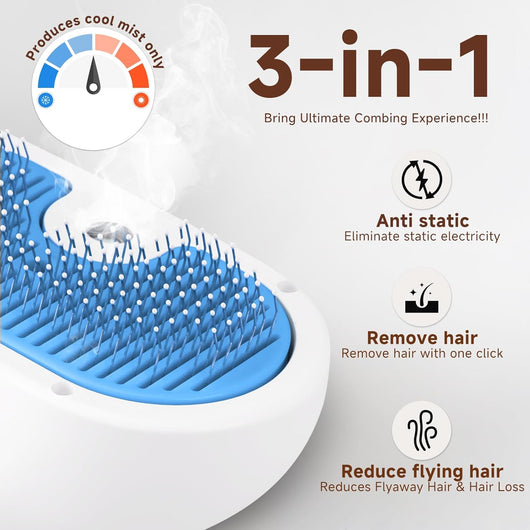 3-in-1 Steam Pet Grooming Brush Comb