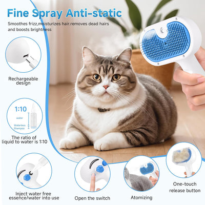 3-in-1 Steam Pet Grooming Brush Comb