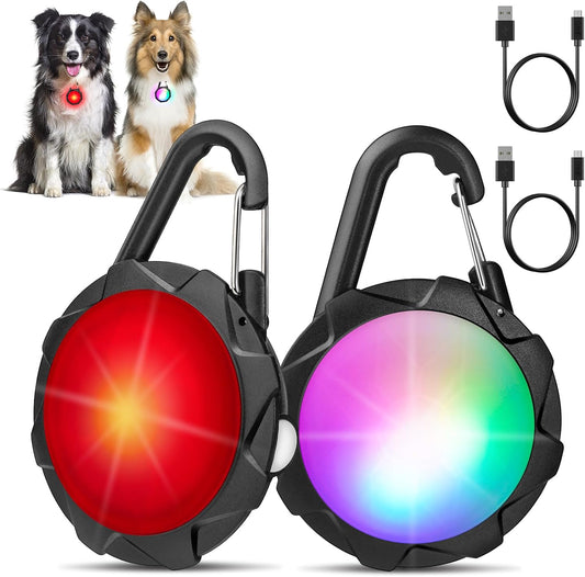 rechargeable dog collar lights for night walking 2 pack