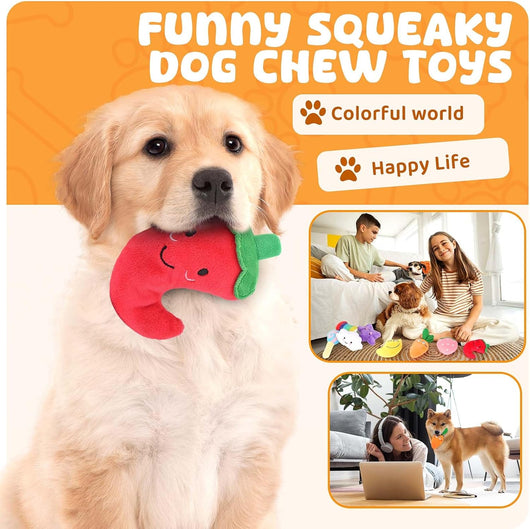Squeaky Plush Puppy Toys 8-Pack