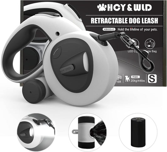 4-in-1 retractable dog leash with rechargeable LED light