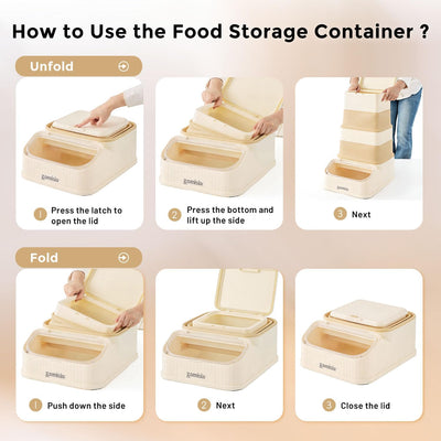 Collapsible FIFO Dog Food Storage Dispenser Container
