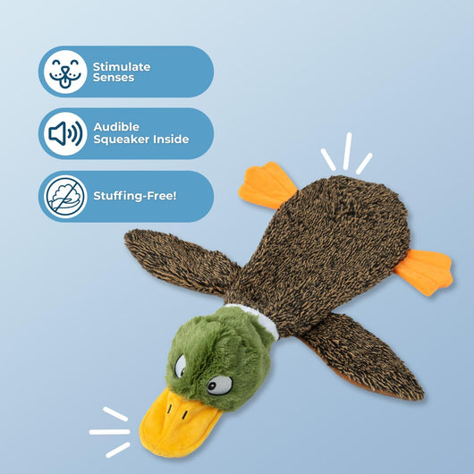 Squeaky Stuffless Duck Toy for Busy Dogs