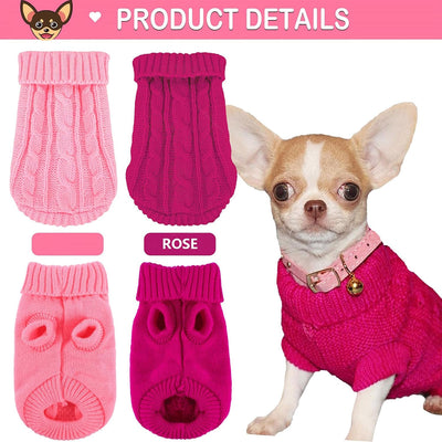 2-Pack Cable Knit Sweaters for Small Dogs